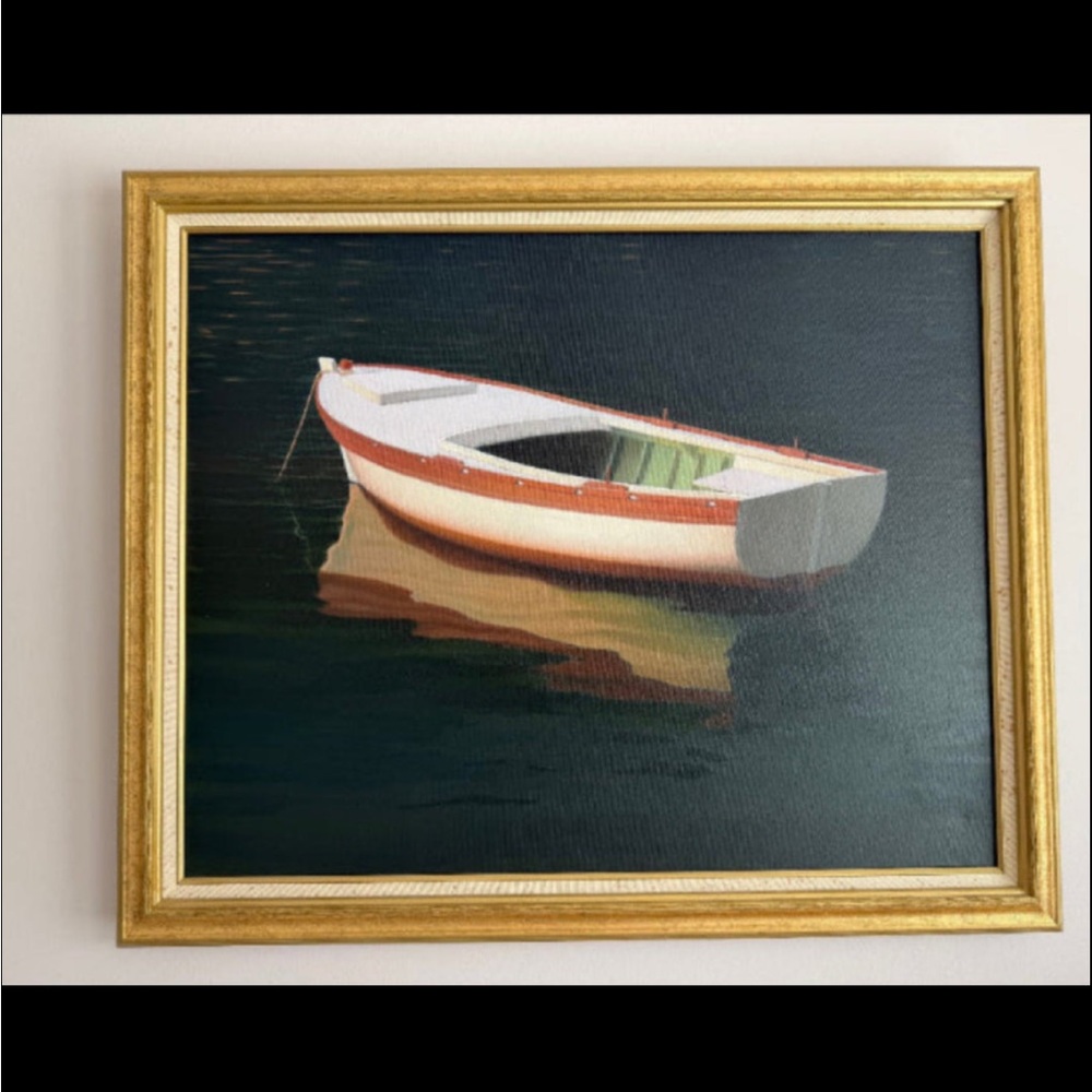 Boat in Čikat Bay #2 — Oil on Canvas by Slavko Tirkajla
